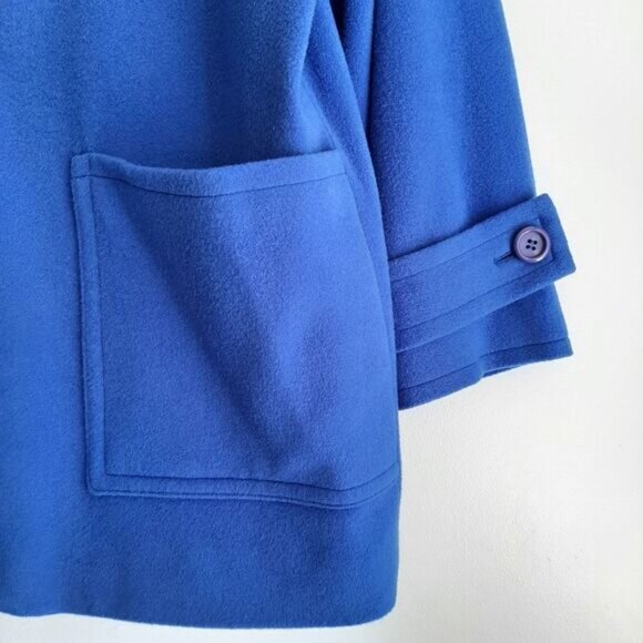 LOUBEN | Wool Cashmere Blend Button Front Soft Coat Jacket Blue Sz 10 P - Picture 5 of 13